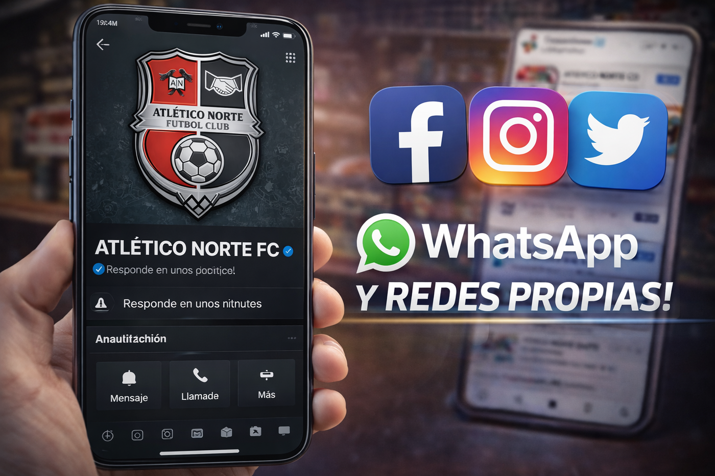 WhatsApp oficial del club y Redes Sociales profesionales